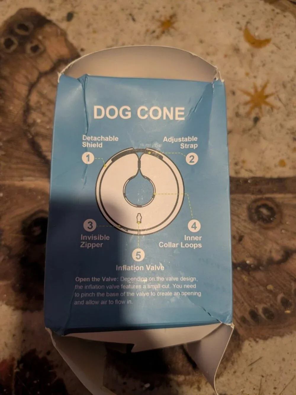 Barkless 2-in-1 Inflatable Pet E-Collar Size Extra Large Dog Surgery Cone Box